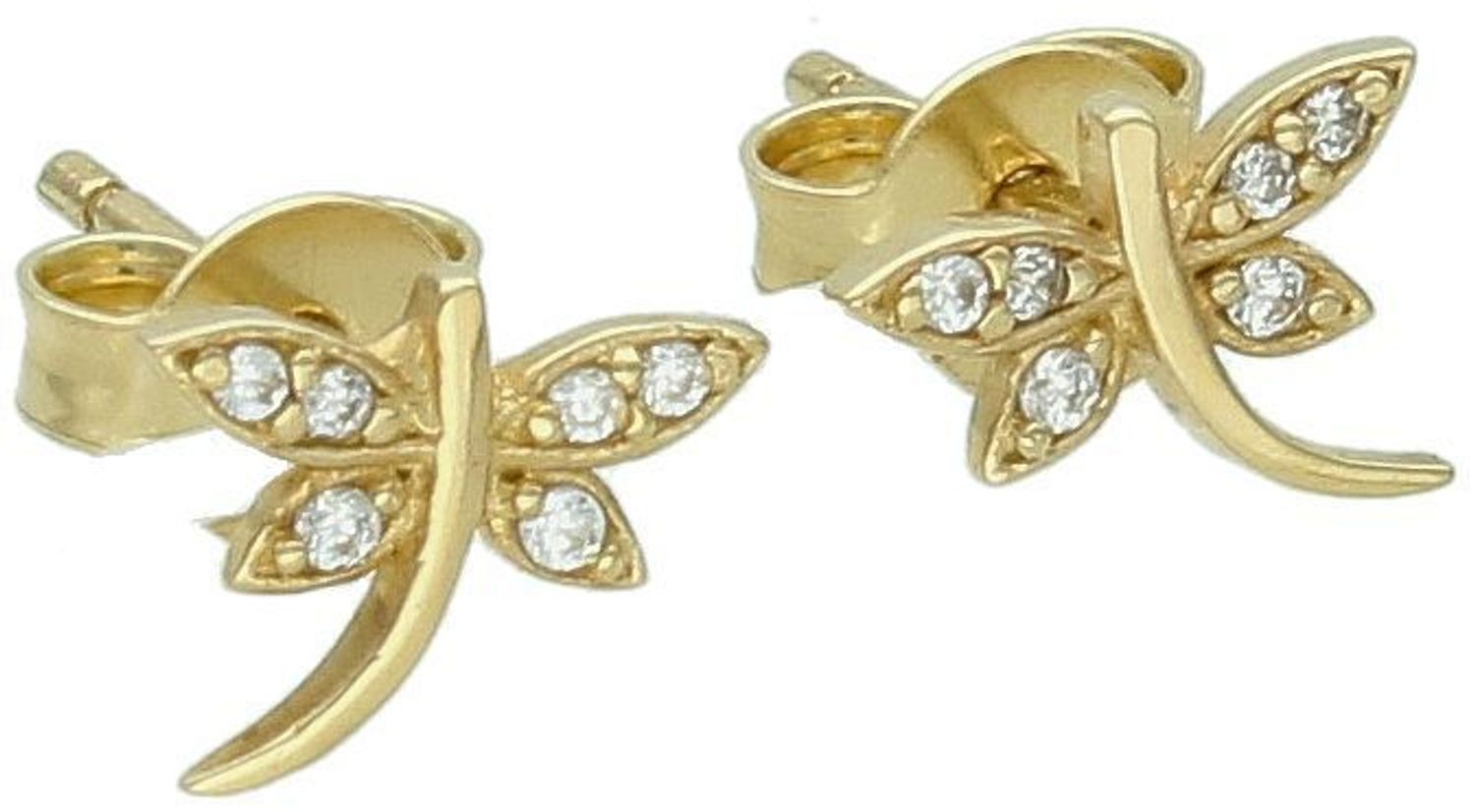 Kolczyki złote ważki z cyrkonią pr 585, KL 3408 Kolczyki mają okrągły kształt z gładką powierzchnią. Kolczyki to ponadczasowa biżuteria, która pasuje do każdego rodzaju stylizacji.1.jpg